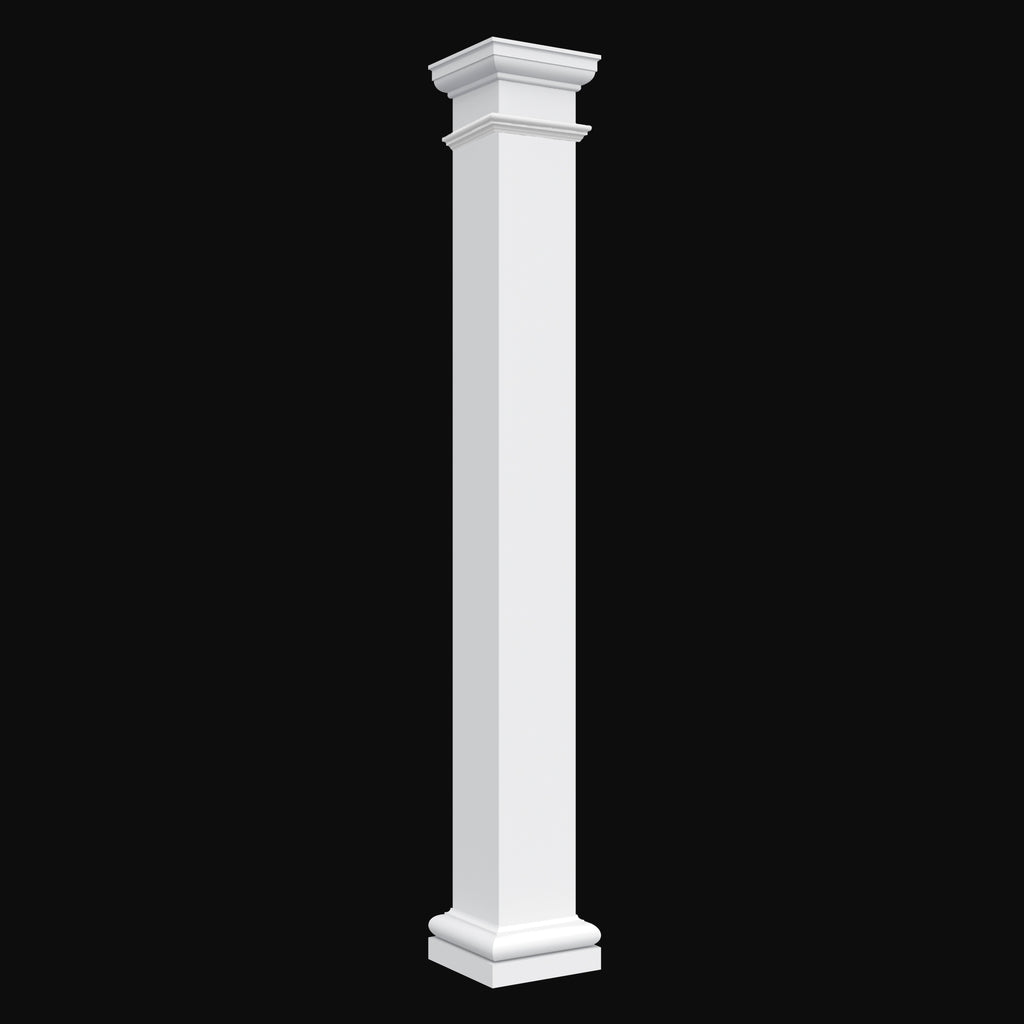 Square Tuscan Column TBS Square Tuscan Base, FIBERGLASS, Various Sizes