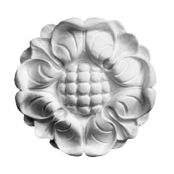 4-3/4" (Diam.) x 1" (Relief) - Roman Sunflower Round Rosette - [Plaster Material] - Brockwell Incorporated 
