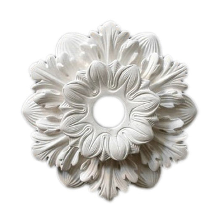 11" (Diam.) x 2-1/4" (Relief) - Hole: 2" - Floral Bulb Ring - [Plaster Material] - Brockwell Incorporated 