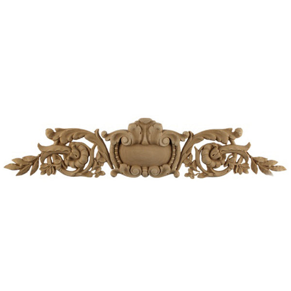 18"(W) x 4"(H) x 3/8"(Relief) - Louis XVI Horizontal Cartouche Accent - [Compo Material] - Brockwell Incorporated