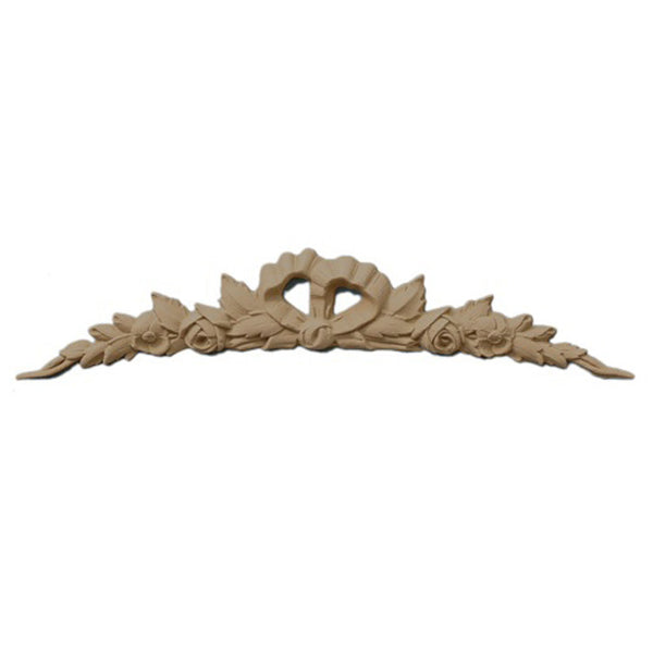 14"(W) x 2-1/2"(H) - Rose Cartouche Applique for Wood - [Compo Material] - Brockwell Incorporated