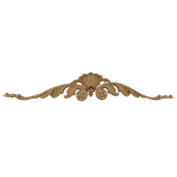 14-3/4"(W) x 2-3/4"(H) - Leaf Scrolls & Shell Cartouche Accent - [Compo Material] - Brockwell Incorporated