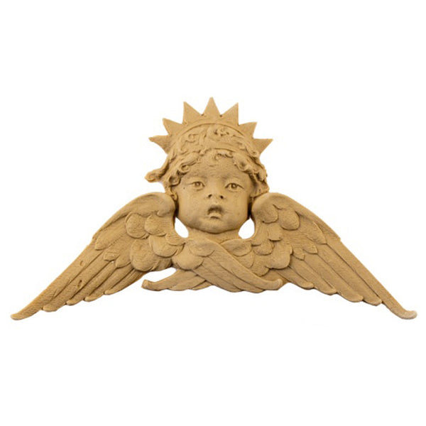 Item Number: FCE-7636-CP-2 - 8"(W) x 4-3/4"(H) x 3/8"(Relief) - Cherub Applique - [Compo Material] - Brockwell Incorporated