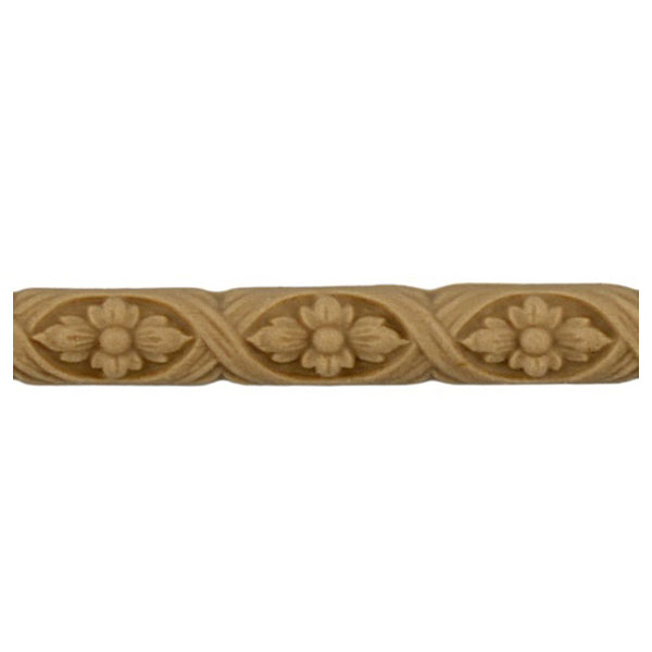 3/8"(H) x 3/16"(Relief) - Stainable Linear Molding - Running Rope & Flower Design - [Compo Material]-Brockwell Incorporated 