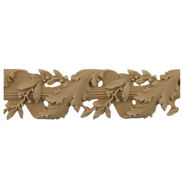 2-1/8"(H) x 1/4"(Relief) - Linear Moulding - Louis XVI Vine & Ribbon Floral Rope Design - [Compo Material]-Brockwell Incorporated 