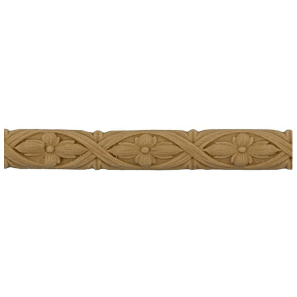 1/4"(H) x 3/16"(Relief) - Interior Linear Moulding - Flower & Ribbon Design - [Compo Material]-Brockwell Incorporated 