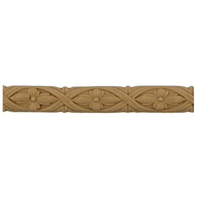 1/4"(H) x 3/16"(Relief) - Interior Linear Moulding - Flower & Ribbon Design - [Compo Material]-Brockwell Incorporated 