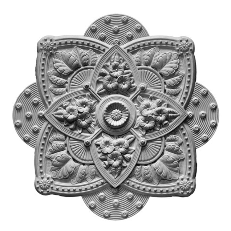 34" (W) x 34" (H) x 2-1/4" (Relief) - Victorian Medallion w/ Plug - [Plaster Material] - Brockwell Incorporated 