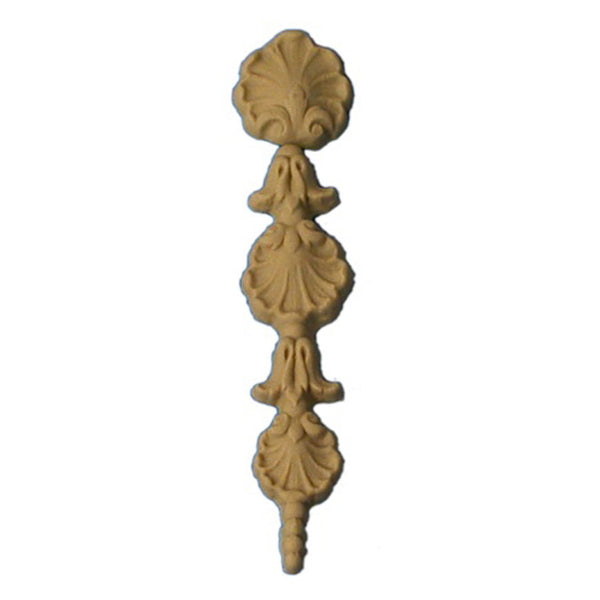 Decorative 1"(W) x 5-3/4"(H) - Shell & Flower Vertical Drop Accent for Wood  - [Compo Material] - Brockwell Incorporated