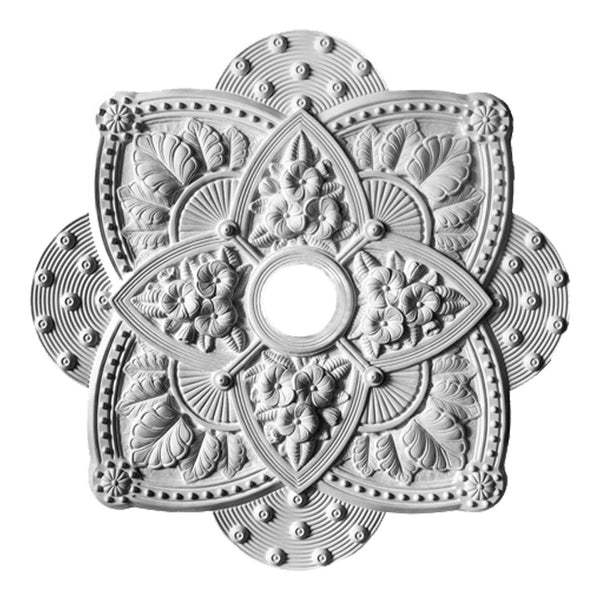 34" (W) x 34" (H) x 2-1/4" (Relief) - Hole: 1-1/2" - Victorian Medallion - [Plaster Material] - Brockwell Incorporated 