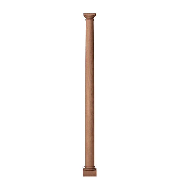 a solid wood plain round fireplace column with a roman doric capital
