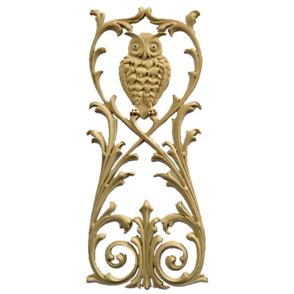 7-1/2"(W) x 16-3/4"(H) x 1/4"(Relief) - Owl & Scroll Design - [Compo Material] - Brockwell Incorporated