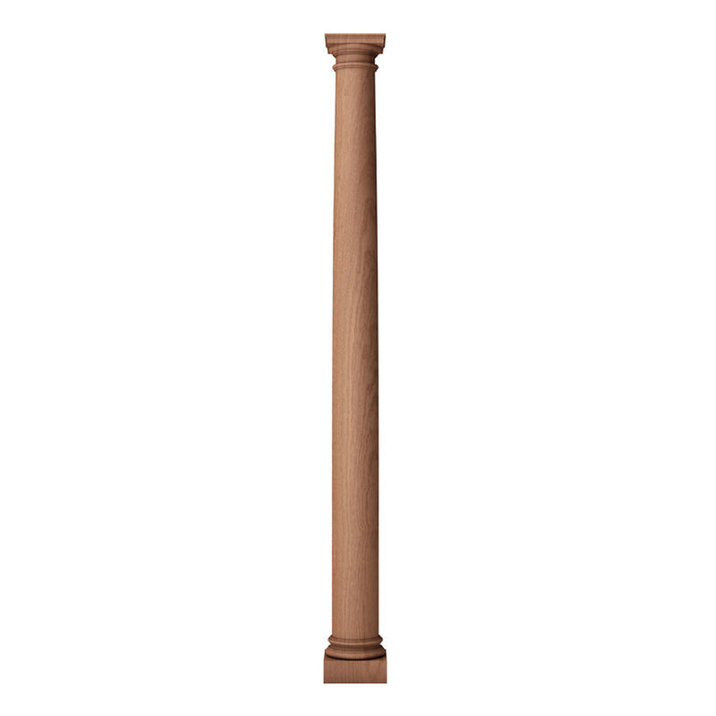 a 3 inch diameter by 3 feet tall plain tapered solid wood fireplace columns with an attic base molding and plinth