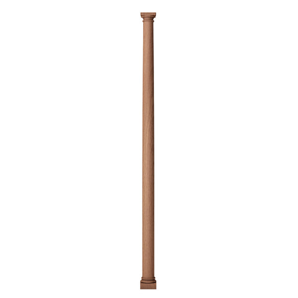 a plain wood fireplace mantel column that is round, and fluted by Brockwell Incorporated