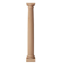 Brockwell Incorporated's fluted round tapered solid wood fireplace column with a Roman Doric capital and attic base