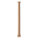 a solid wood fireplace column on a white background that shows a roman doric capital and ionic (attic base)