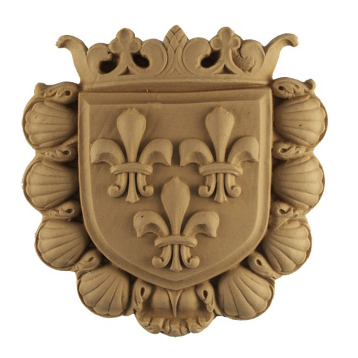 6"(W) x 6"(H) x 5/8"(Relief) - Heraldic Fleur de Lis - [Compo Material] - Brockwell Incorporated 
