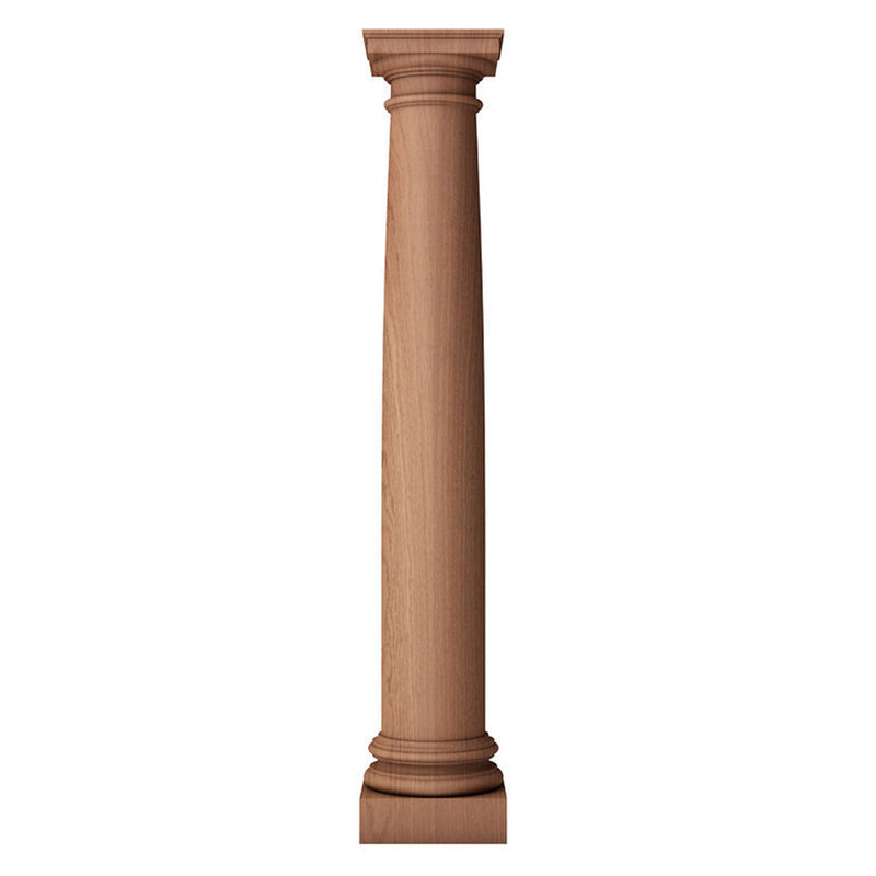 5 inch diameter by 3 feet in height Roman Doric plain tapered shaft wood column with an ionic or attic base