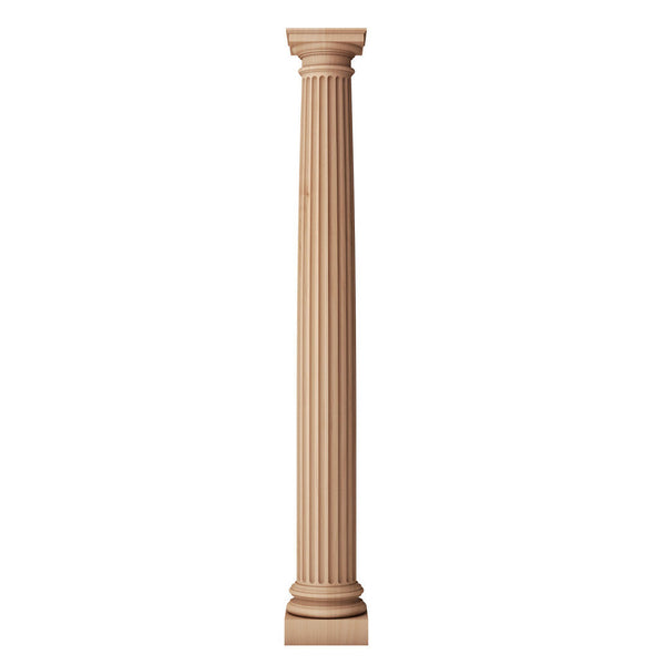 a roman doric fluted architectural wood fireplace mantel column that is round and for interior applications