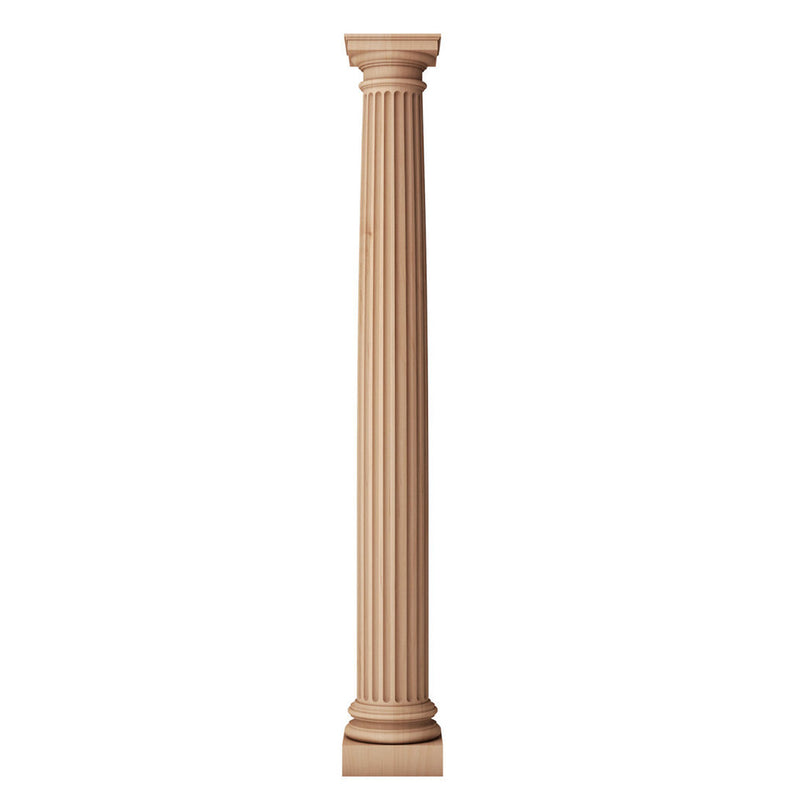 a roman doric fluted architectural wood fireplace mantel column that is round and for interior applications
