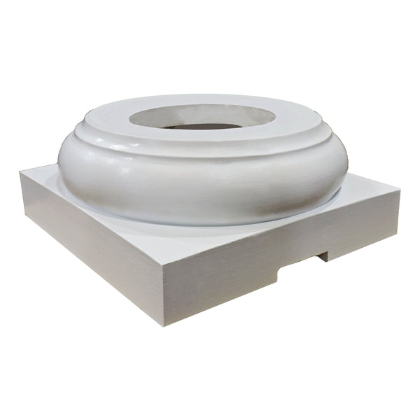 Vented Tuscan load-bearing column base for use with wood columns.