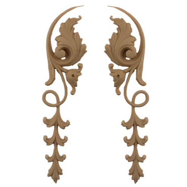 Brockwell's 1-3/4"(W) x 7-1/2"(H) - Stainable Applique - Decorative Leaf Style - (PAIR) - [Compo Material]- - ColumnsDirect.com