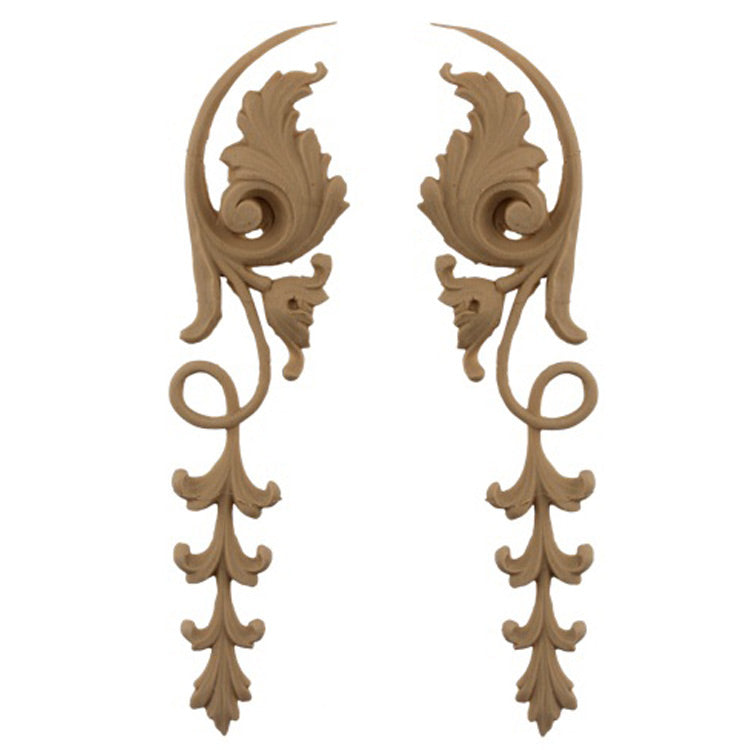 Brockwell's 1-3/4"(W) x 7-1/2"(H) - Stainable Applique - Decorative Leaf Style - (PAIR) - [Compo Material]- - ColumnsDirect.com