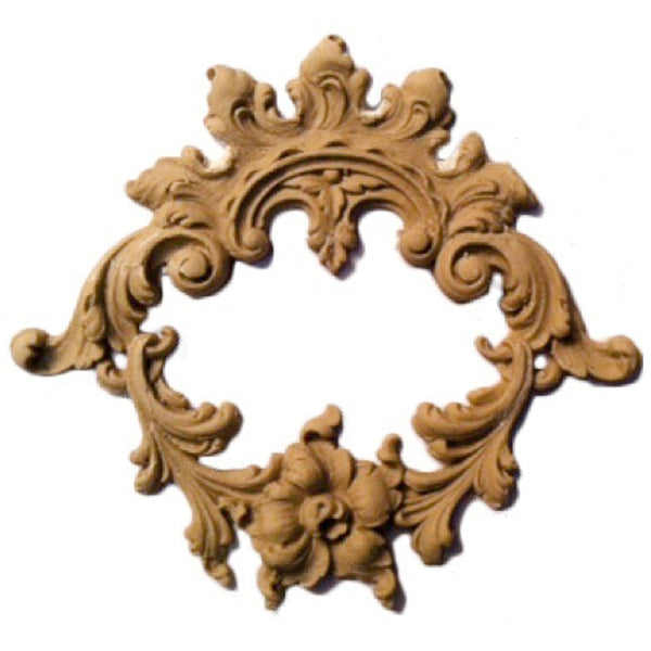 Brockwell's 9-1/4"(W) x 5-1/4"(H) - Stainable Applique - Floral Wreath Design - [Compo Material]- - ColumnsDirect.com