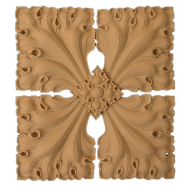 Brockwell's 6-3/4"(W) x 7-1/4"(H) x 1/4"(Relief) - Stainable Applique - Gothic Ivy Rosette Design - [Compo Material]- - ColumnsDirect.com