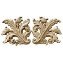 Brockwell's 4-3/4"(W) x 4-3/4"(H) - Stainable Applique - Leafy Scrolls Design - (PAIR) - [Compo Material]- - ColumnsDirect.com