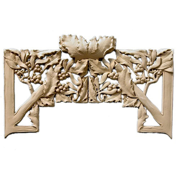 Brockwell's 17-1/2"(W) x 10-1/2"(H) x 3/8"(Relief) - Stainable Applique - Gothic Vine & Berry Design - [Compo Material]- - ColumnsDirect.com
