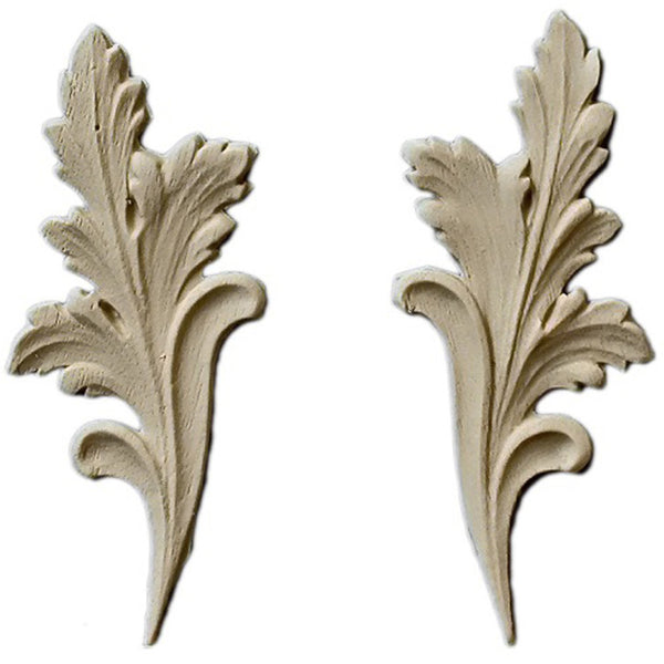 Brockwell's 1-1/2"(W) x 3-3/4"(H) - Stainable Applique - Decorative Leaf - (PAIR) - [Compo Material]- - ColumnsDirect.com