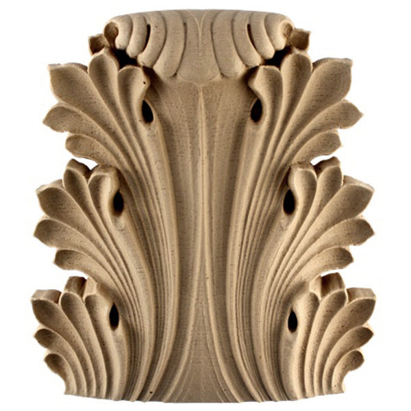 Brockwell's 7-3/8"(W) x 7-7/8"(H) x 1-1/2"(Relief) - Stainable Applique - Greek Acanthus Leaf - [Compo Material]- - ColumnsDirect.com