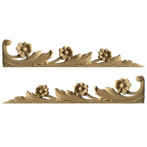 Brockwell's 1-1/2"(W) x 7-1/4"(H) - Stainable Applique - Floral Scrolls - (PAIR) - [Compo Material]- - ColumnsDirect.com