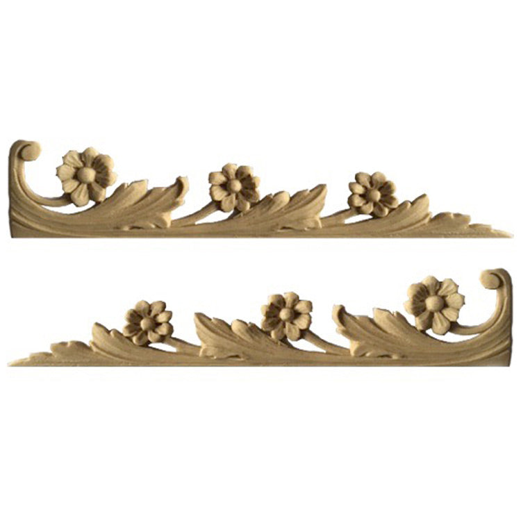 Brockwell's 1-1/2"(W) x 7-1/4"(H) - Stainable Applique - Floral Scrolls - (PAIR) - [Compo Material]- - ColumnsDirect.com