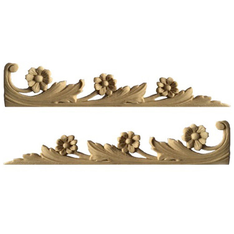 Brockwell's 1-3/4"(W) x 8-3/4"(H) - Stainable Applique - Floral Scrolls - (PAIR) - [Compo Material]- - ColumnsDirect.com