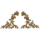 Brockwell's 19"(W) x 8-3/4"(H) - Floral Wreath Ornament - Stain-Grade - (PAIR) - [Compo Material]- - ColumnsDirect.com