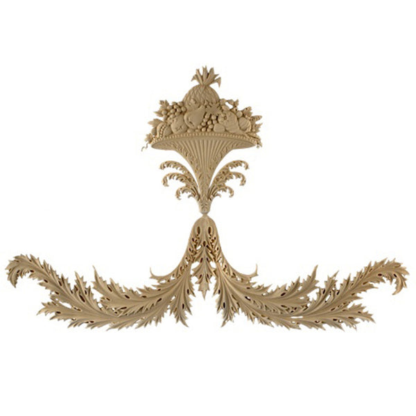 Brockwell's 32"(W) x 21-1/2"(H) x 1/4"(Relief) - Ornate Applique - Romanesque Basket & Leaf - [Compo Material]- - ColumnsDirect.com