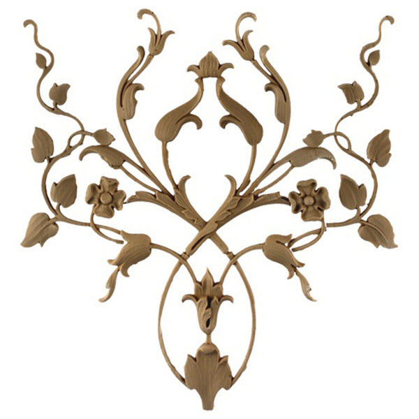 Brockwell's 10"(W) x 10"(H) x 1/4"(Relief) - Ornate Applique - German Renaissance Floral Vine - [Compo Material]- - ColumnsDirect.com