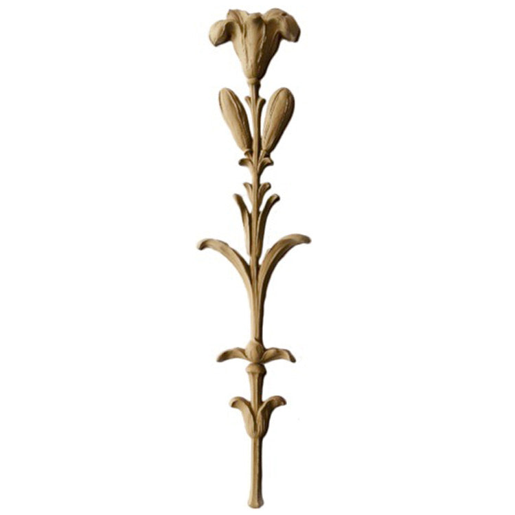 Brockwell's 5-1/4"(W) x 23-1/4"(H) x 5/8"(Relief) - Ornate Applique - Modern Floral Design - [Compo Material]- - ColumnsDirect.com