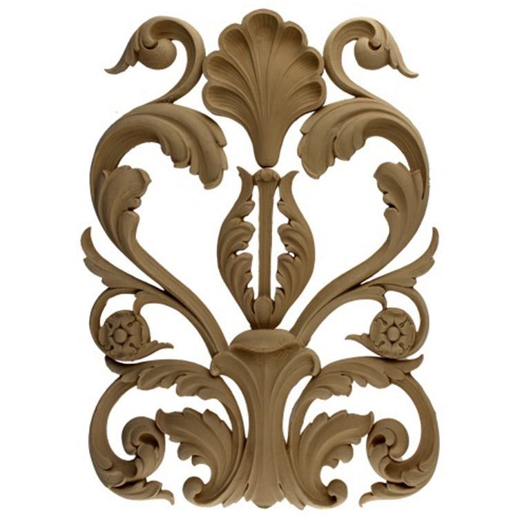 Brockwell's 14"(W) x 18-1/2"(H) x 5/8"(Relief) - Ornate Leaf Applique - Renaissance Scroll - [Compo Material]- - ColumnsDirect.com