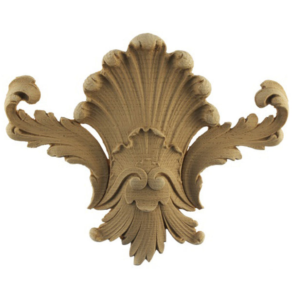 Brockwell's 8-5/8"(W) x 7-3/4"(H) x 3/4"(Relief) - Ornate Applique - Rococo Style Leaf & Shell - [Compo Material]- - ColumnsDirect.com
