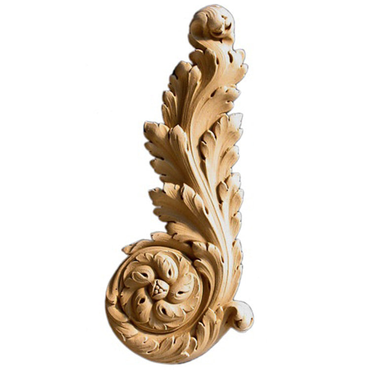 Brockwell's 6"(W) x 14"(H) x 1"(Relief) - Ornate Applique - (Right) Louis XVI Leaf Scroll - [Compo Material]- - ColumnsDirect.com
