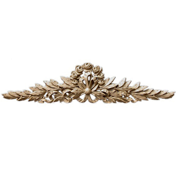 Brockwell's 17-3/8"(W) x 4-1/4"(H) x 9/16"(Relief) - Ornate Applique - Laurel Branch w/ Roses - [Compo Material]- - ColumnsDirect.com