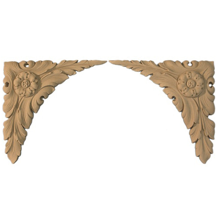 Brockwell's 5"(W) x 4-7/8"(H) x 1/4"(Relief) - Ornate Applique - Spandrel Leaf Corner (EACH) - [Compo Material]- - ColumnsDirect.com