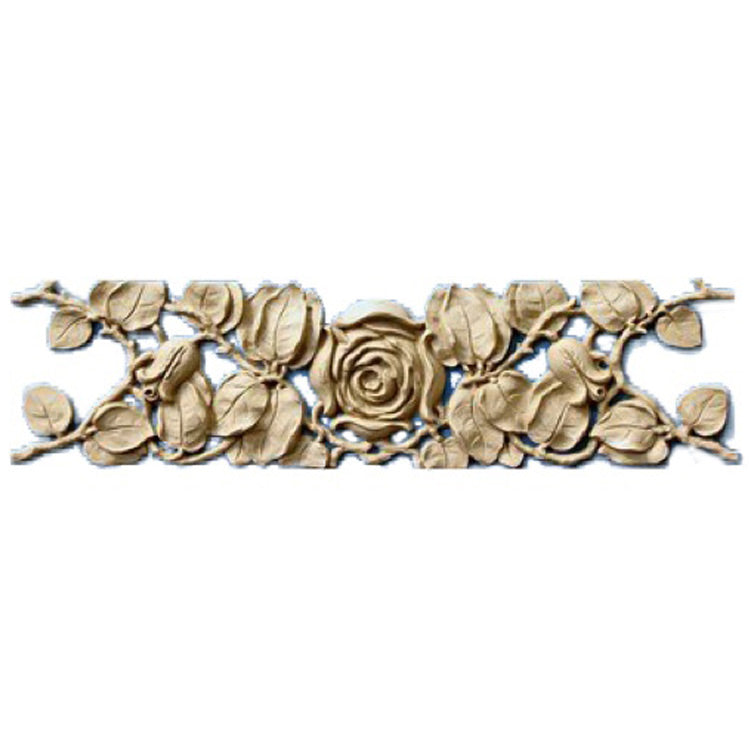 Brockwell's 15-1/4"(W) x 4"(H) x 1/2"(Relief) - Ornate Applique - French Rose Vine Design - [Compo Material]- - ColumnsDirect.com