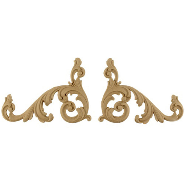 Brockwell's 5-3/4"(W) x 4-1/4"(H) - Interior Stainable Accent - Leafy Scrolls Design - (PAIR) - [Compo Material]- - ColumnsDirect.com