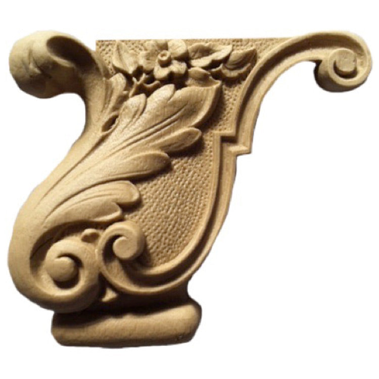 Brockwell's 4"(W) x 3-1/2"(H) - Interior Applique - Floral Furniture Foot - (PAIR) - [Compo Material]- - ColumnsDirect.com