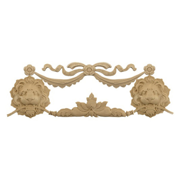14-3/4"(W) x 6-3/4"(H) x 1/2"(Relief) - Italian Swag w/ Lion's Head Design - [Compo Material] - Brockwell Incorporated