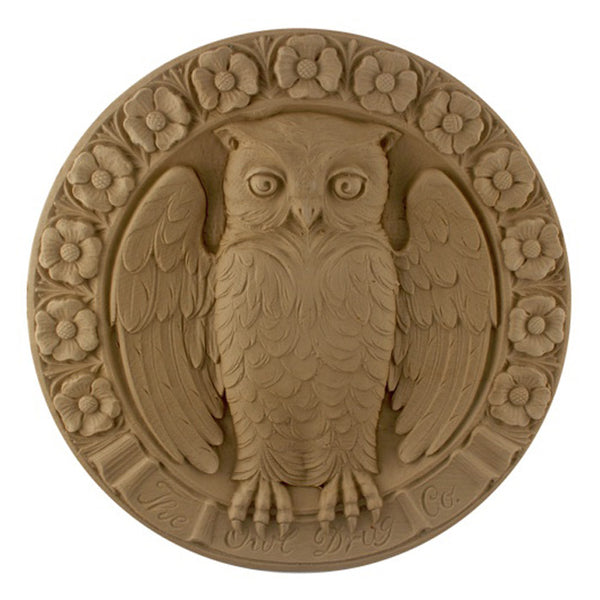 13"(Diameter) x 1-1/8"(Relief) - Owl Design - [Compo Material] - Brockwell Incorporated